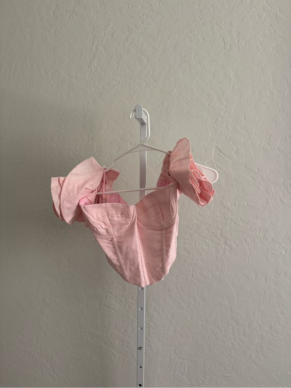 Bardot Pink Off-Shoulder Corset Crop Top